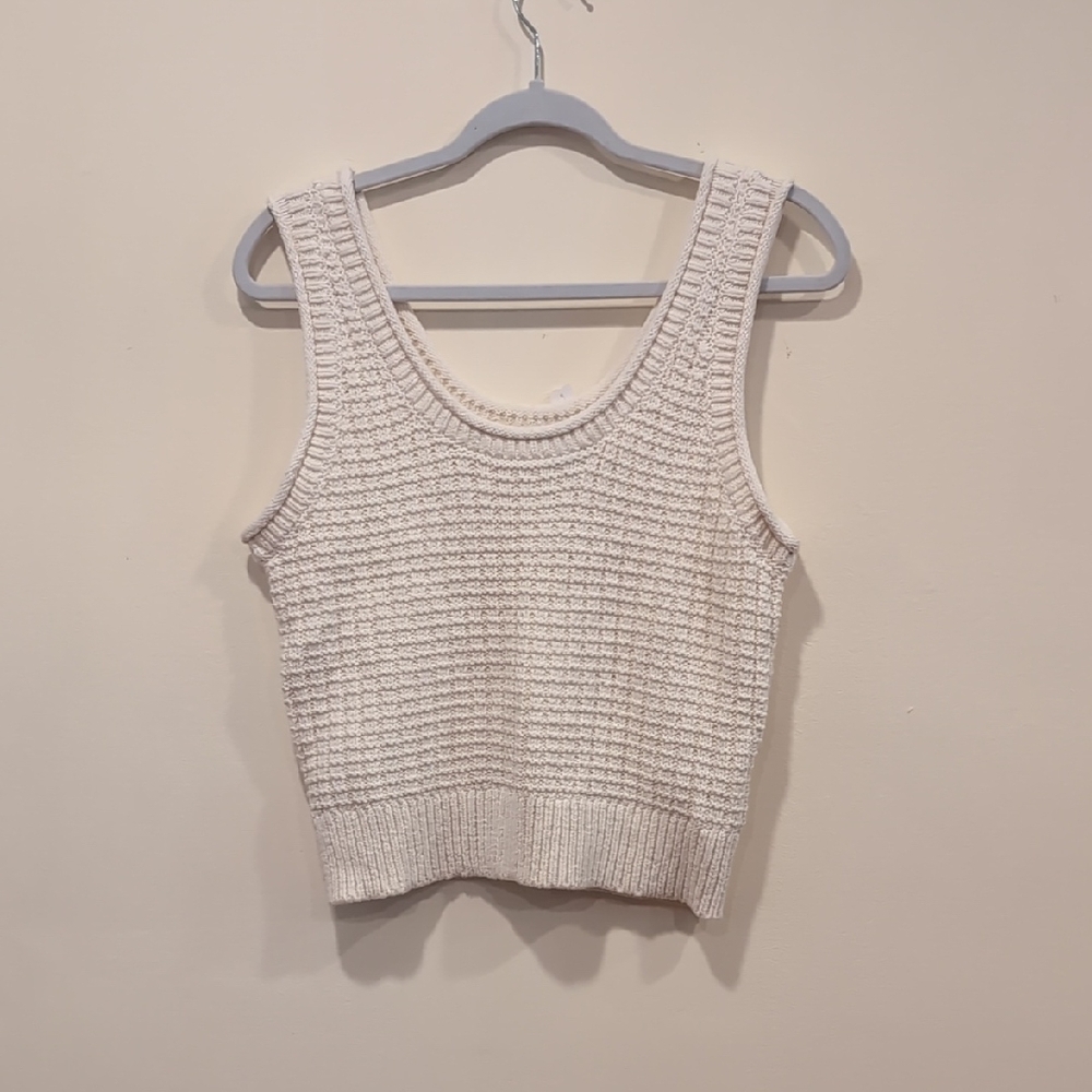 Madewell Cream Ribbed Crop Tank Top